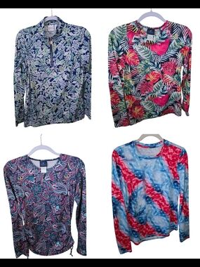 Women's Performance Fishing & Sun Shirt Bundle 4 Tops Small/Medium UPF
